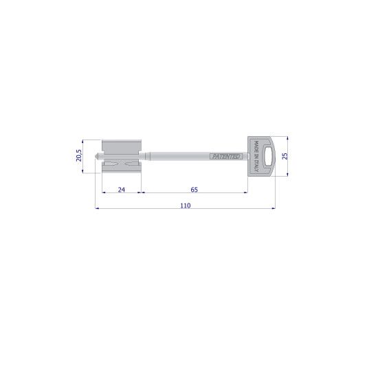 SECUREMME ΚΛΕΙΔΙ Θ.ΠΟΡΤΑΣ 105mm (ΜΑΚΡΥ) - ΑΚΟΠΟ
