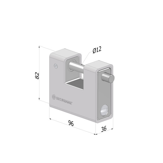 SECUREMME ΛΟΥΚΕΤΟ ΤΑΚΟΥ 96mm ΜΕ ΘΕΣΗ ΓΙΑ ΜΙΣΟ ΚΥΛΙΝΔΡΟ (7500XCS)