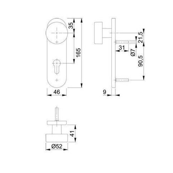 HOPPE ΕΞΩΤΕΡΙΚΟ ΠΟΜΟΛΟ FIX OVAL (FS-K58)