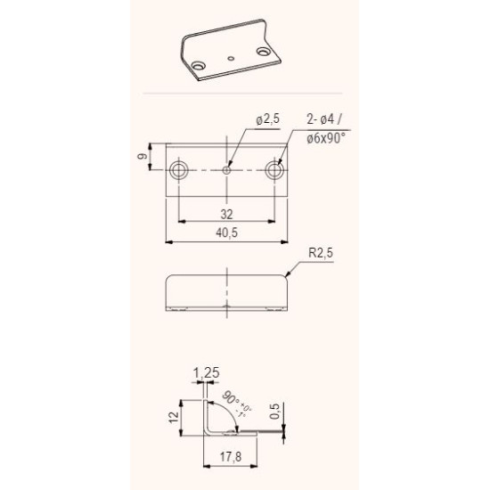 BMB ΛΑΜΑΚΙ ΣΕ ΣΧΗΜΑ ΓΩΝΙΑΣ NICKEL - 1451.064